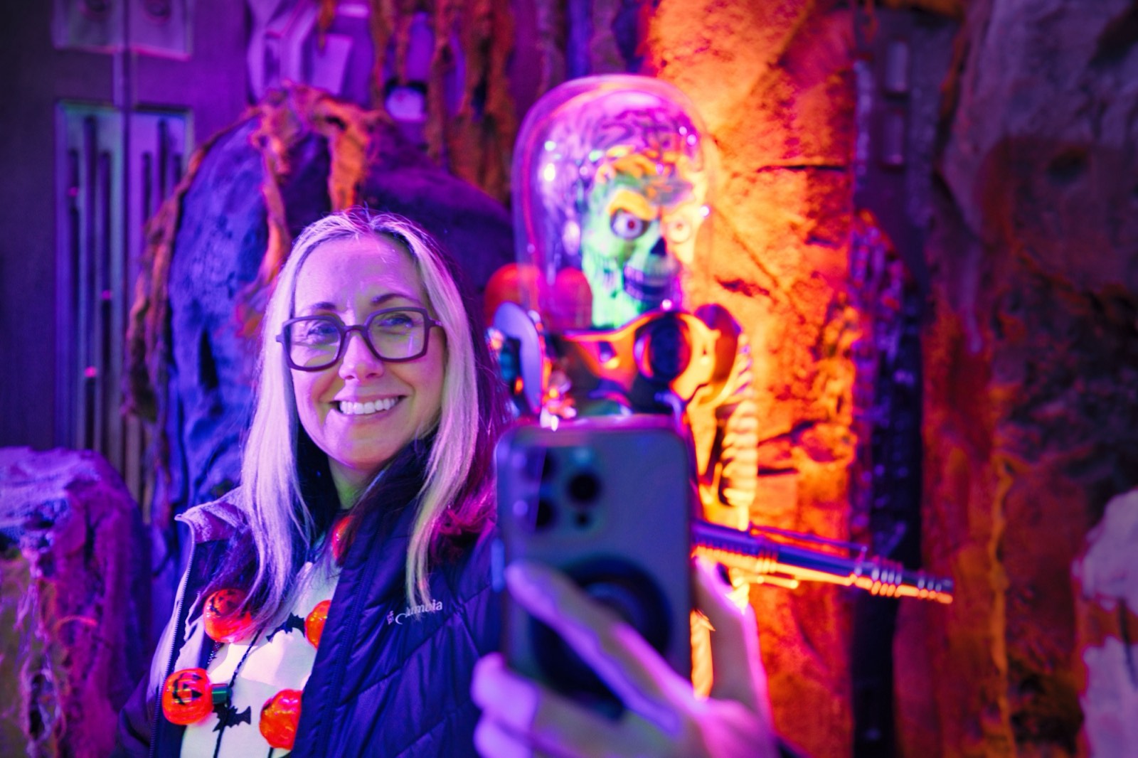 Family photo op inside the Halloweentown alien encounter