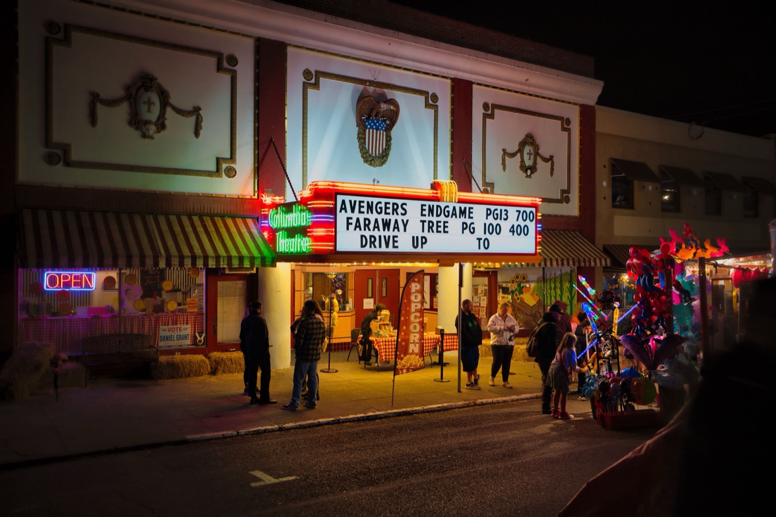 Columbia Theatre marquee and box office during Halloweentown